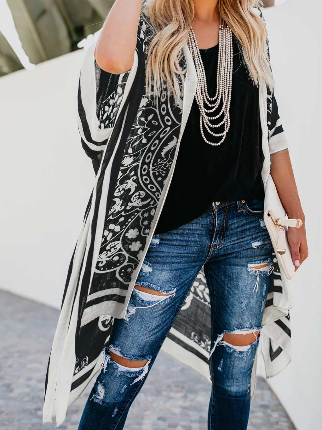 Printed Open Front Cover-Up - Image 5