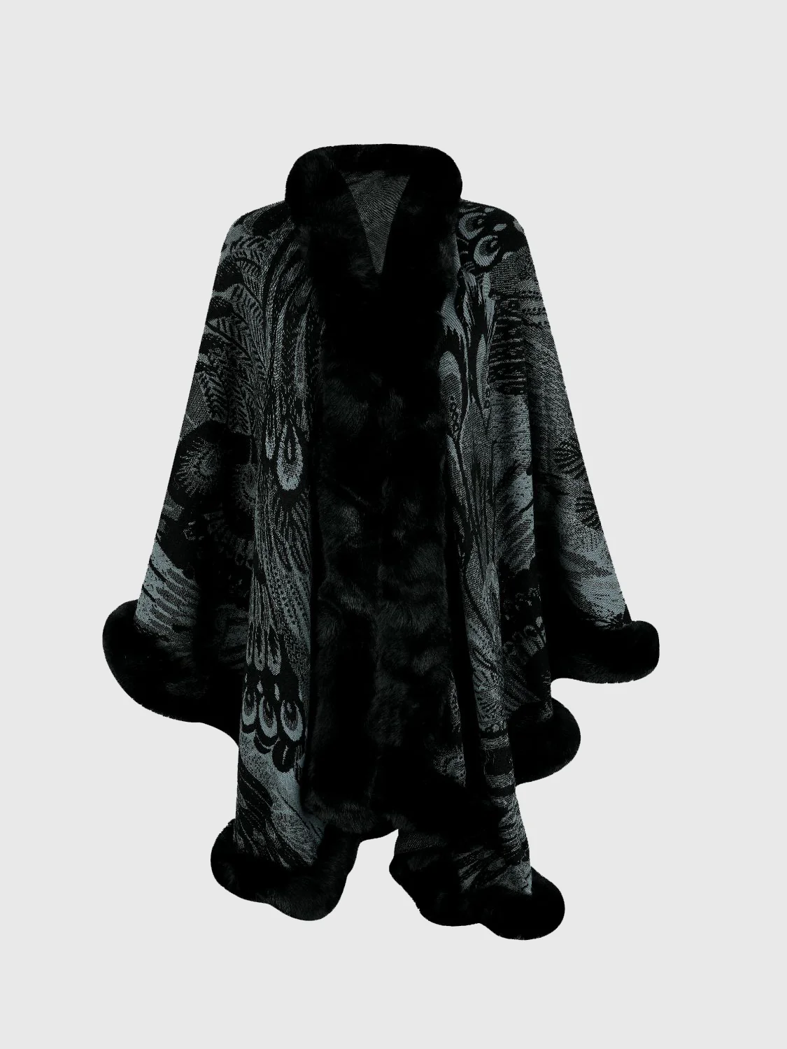 Printed Open Front Poncho - Image 5