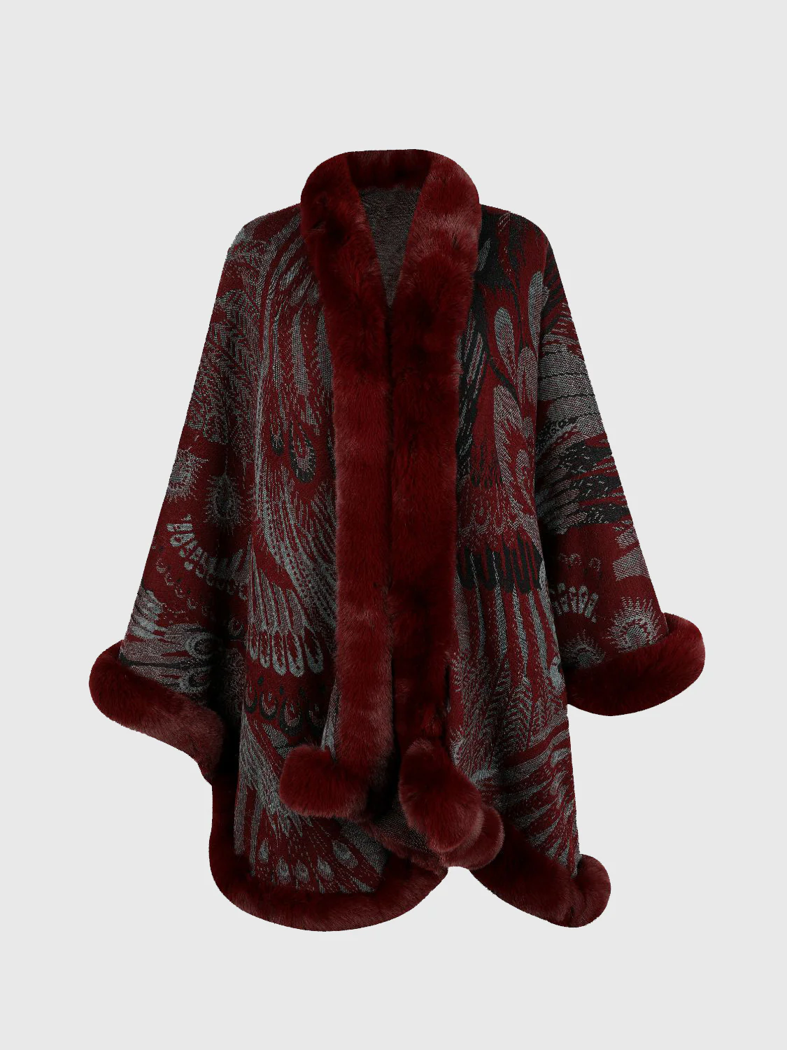 Printed Open Front Poncho - Image 8