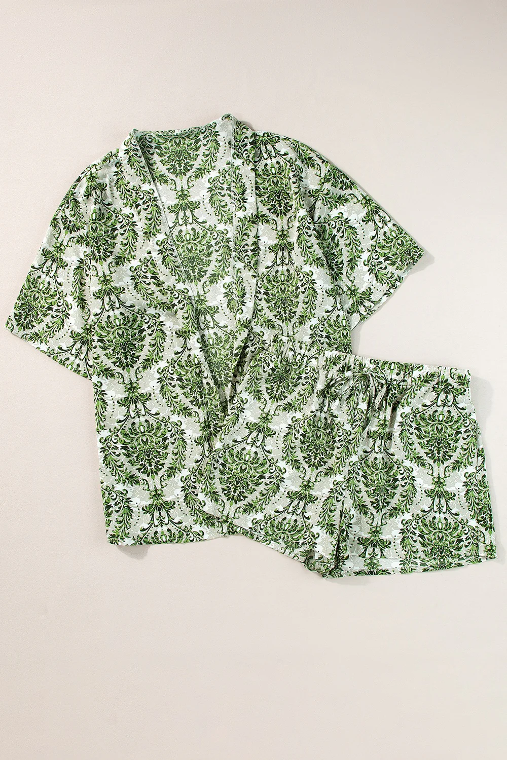 Printed Open Front Top and Shorts Set - Image 3