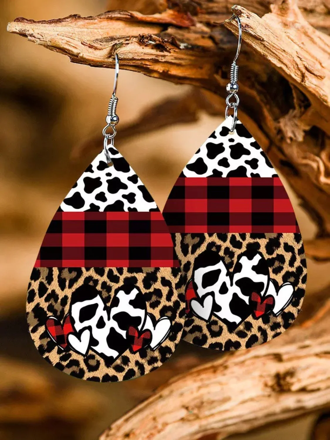 Printed PU Leather Dangle Earrings - Image 3