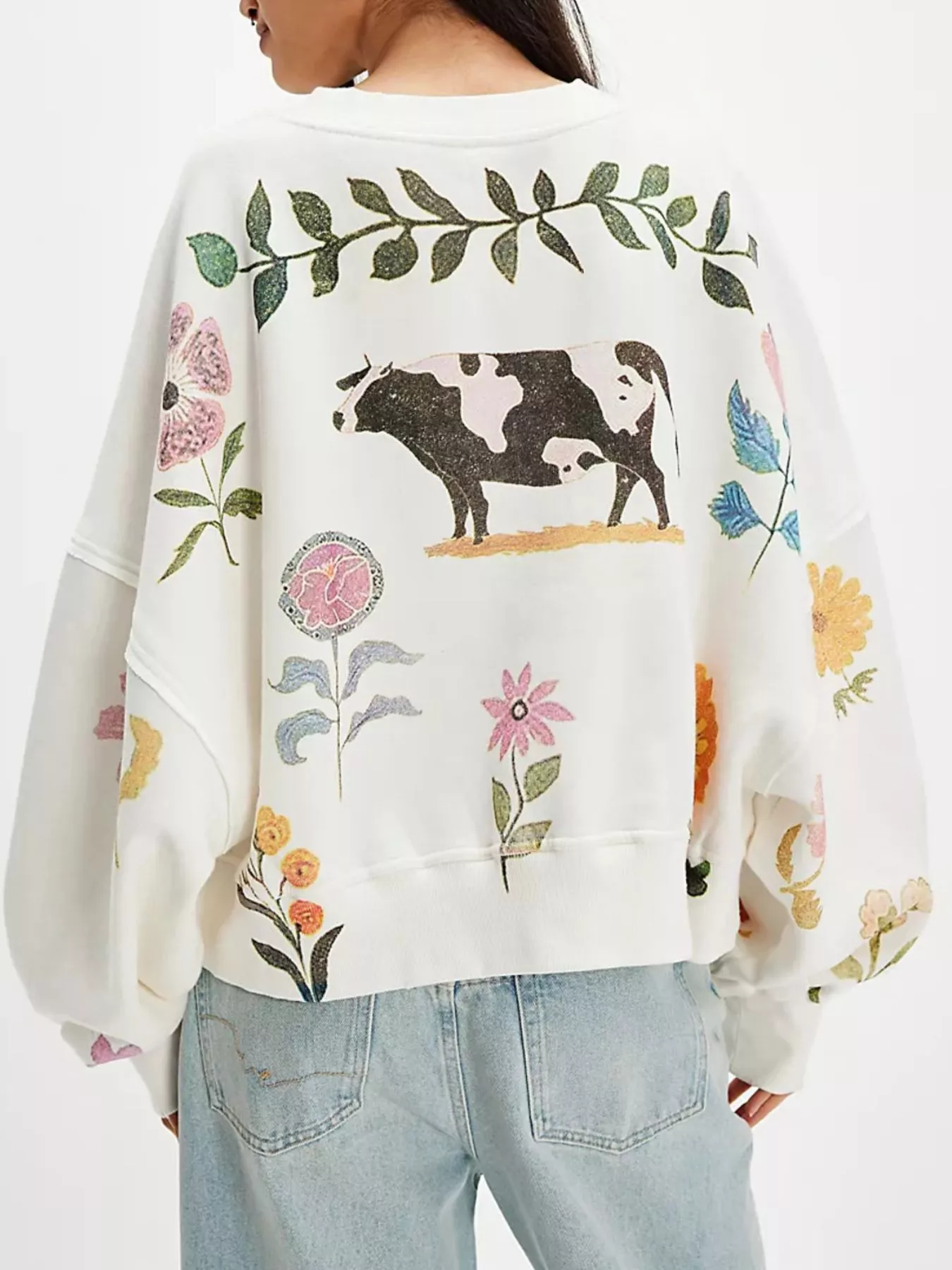 Printed Round Neck Dropped Shoulder Sweatshirt - Image 14