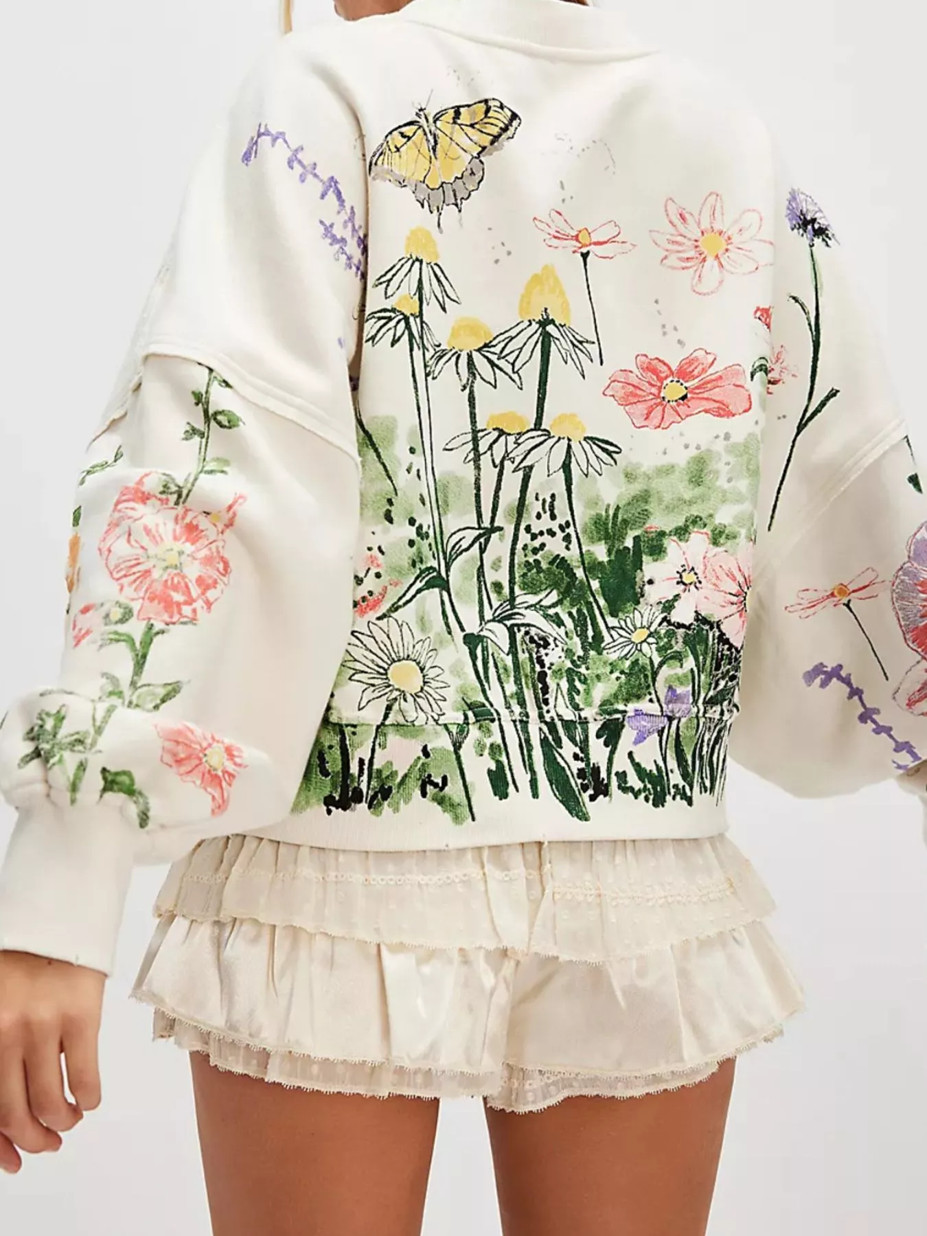 Printed Round Neck Dropped Shoulder Sweatshirt - Image 3