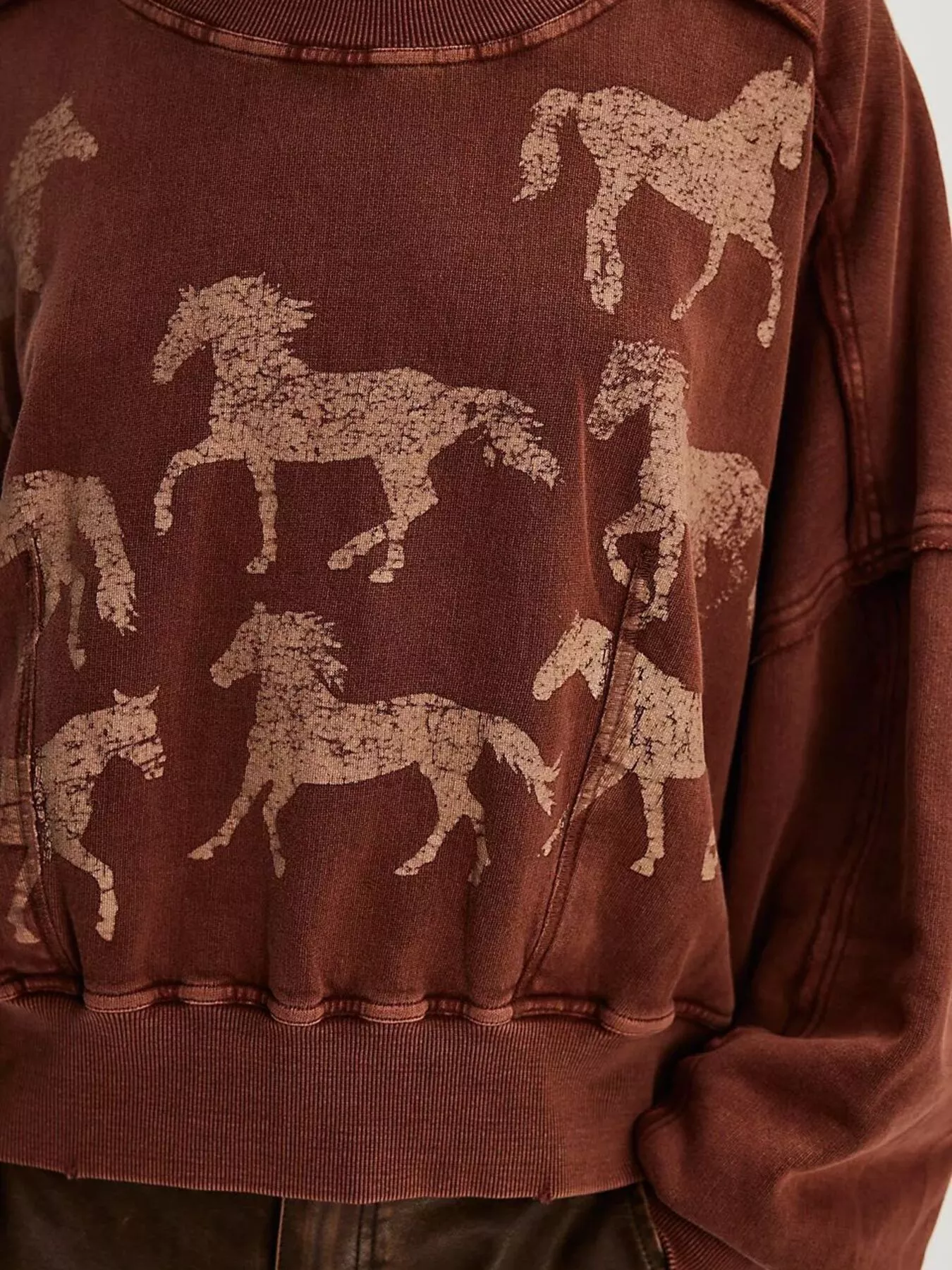 Printed Round Neck Dropped Shoulder Sweatshirt - Image 5