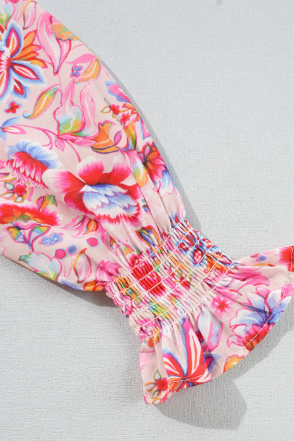 Printed Round Neck Flounce Sleeve Sweater - Image 6