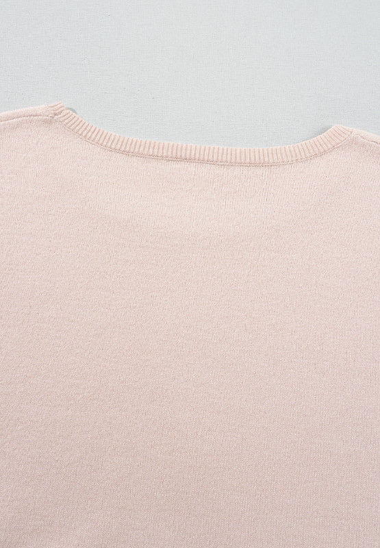 Printed Round Neck Flounce Sleeve Sweater - Image 8