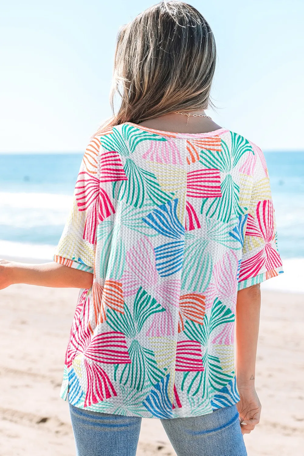 Printed Round Neck Half Sleeve Top - Image 2