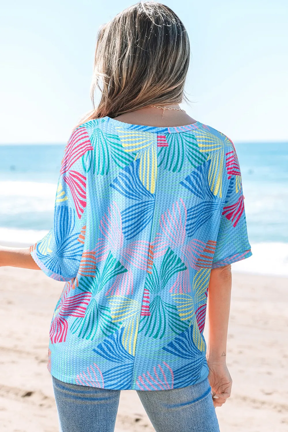 Printed Round Neck Half Sleeve Top - Image 5