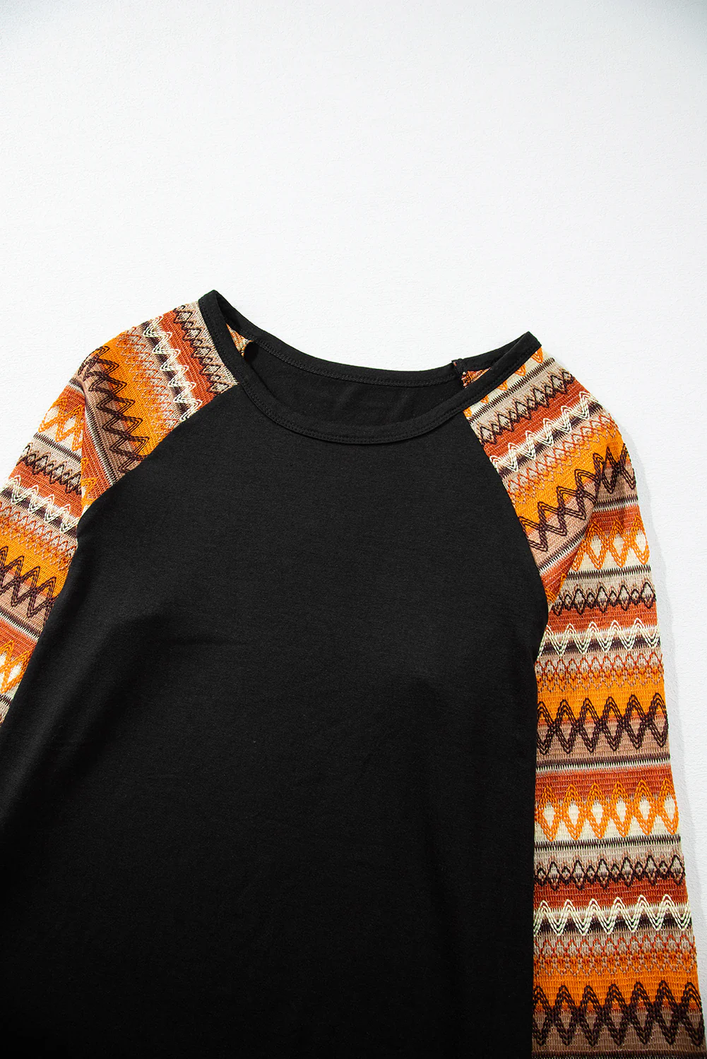 Printed Round Neck Raglan Sleeve Blouse - Image 7