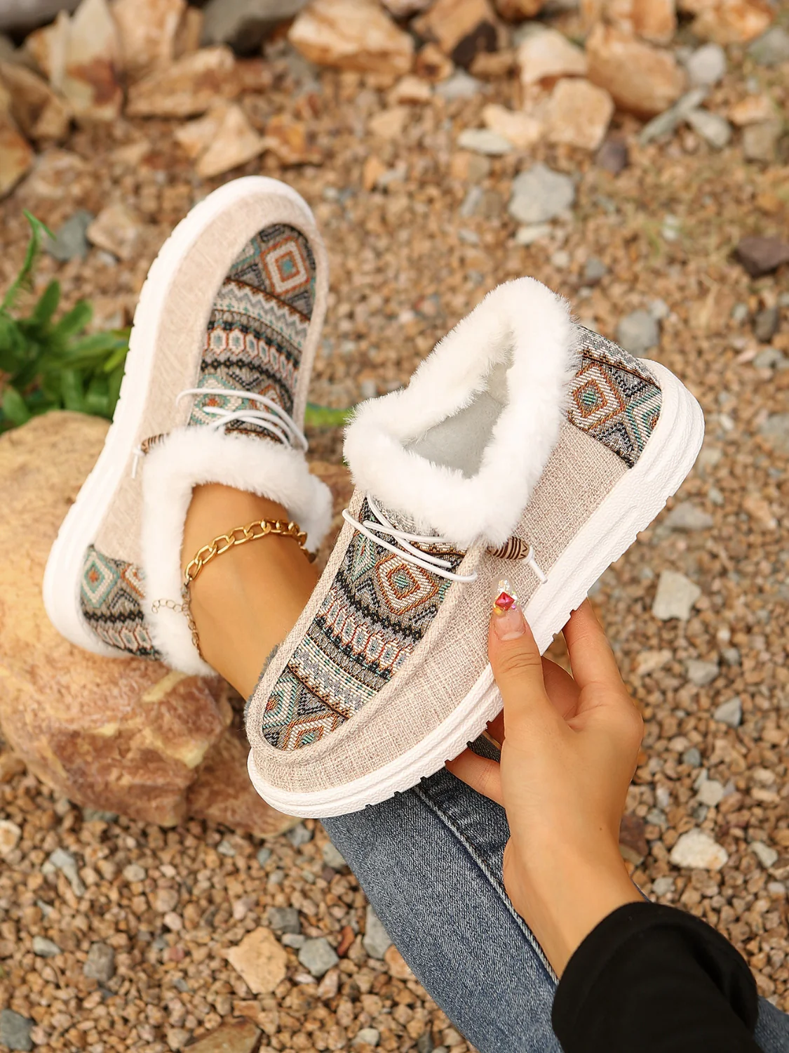 Printed Round Toe Flat Slip-Ons - Image 12