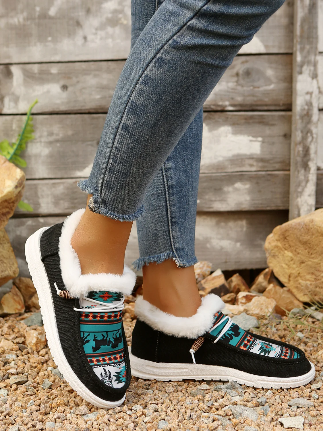 Printed Round Toe Flat Slip-Ons - Image 2