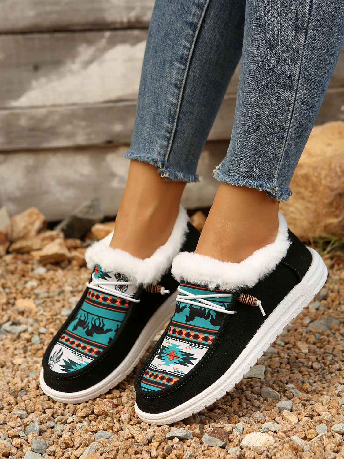 Printed Round Toe Flat Slip-Ons - Image 3