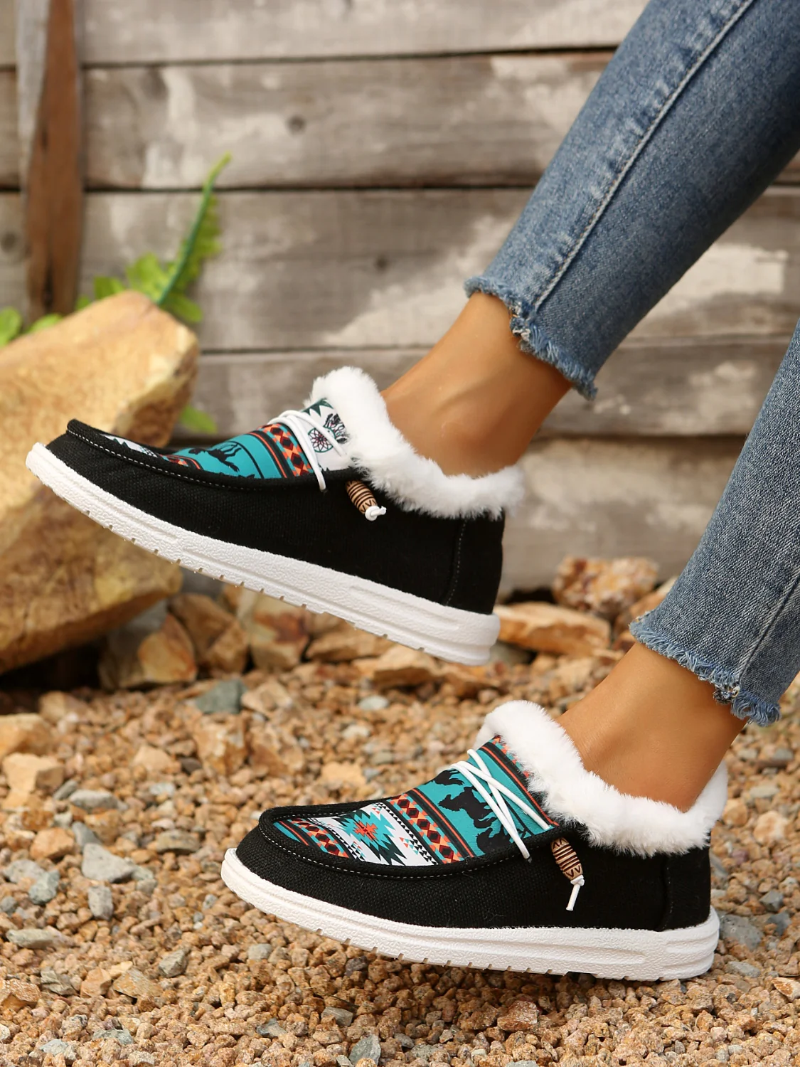 Printed Round Toe Flat Slip-Ons - Image 4