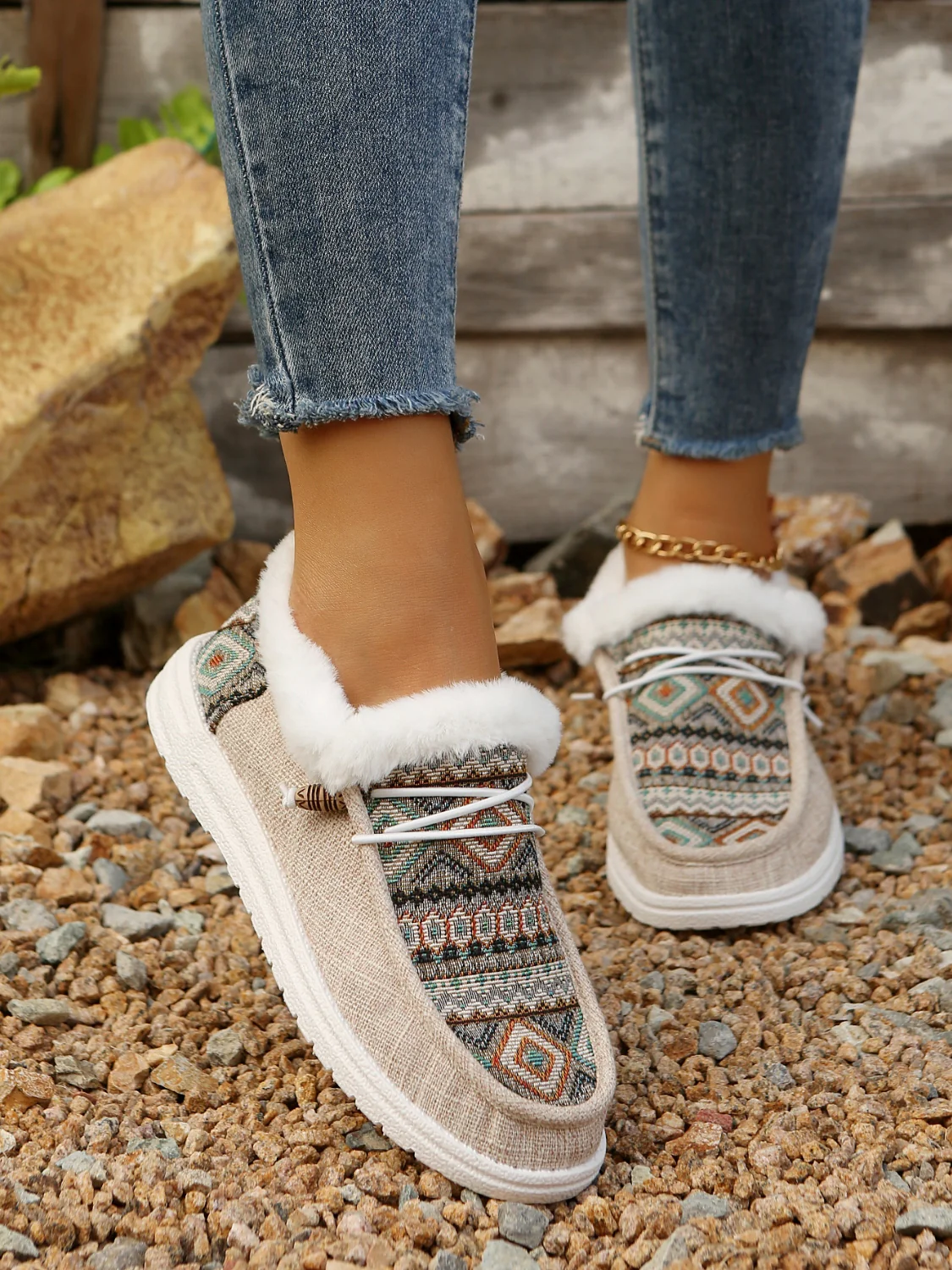 Printed Round Toe Flat Slip-Ons - Image 9