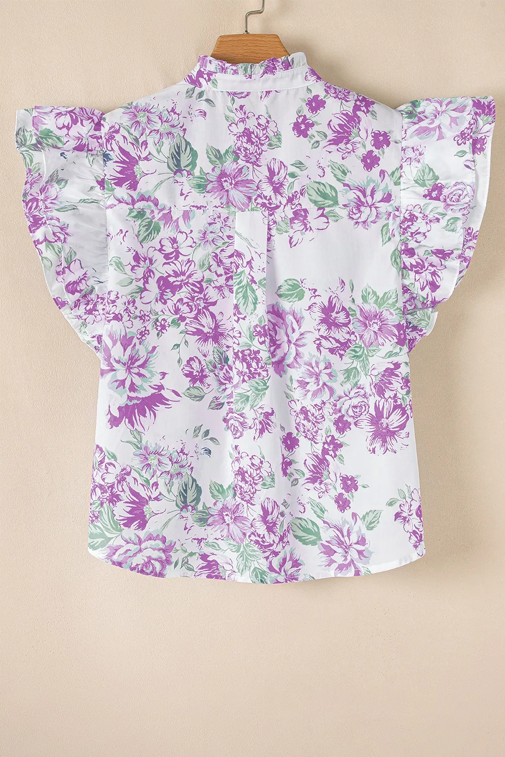 Printed Ruffled Sleeve Button-Up Blouse - Image 13