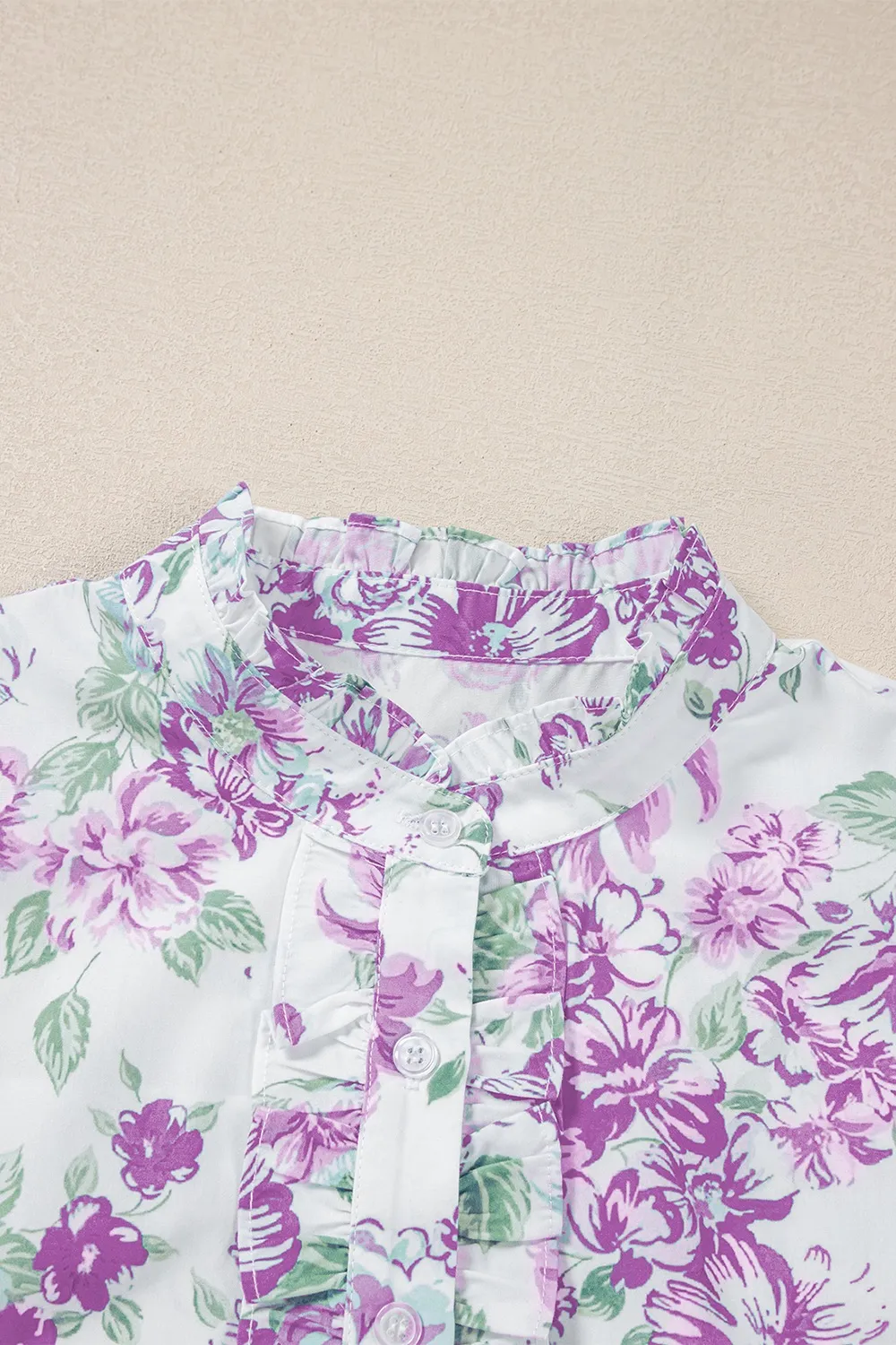 Printed Ruffled Sleeve Button-Up Blouse - Image 14