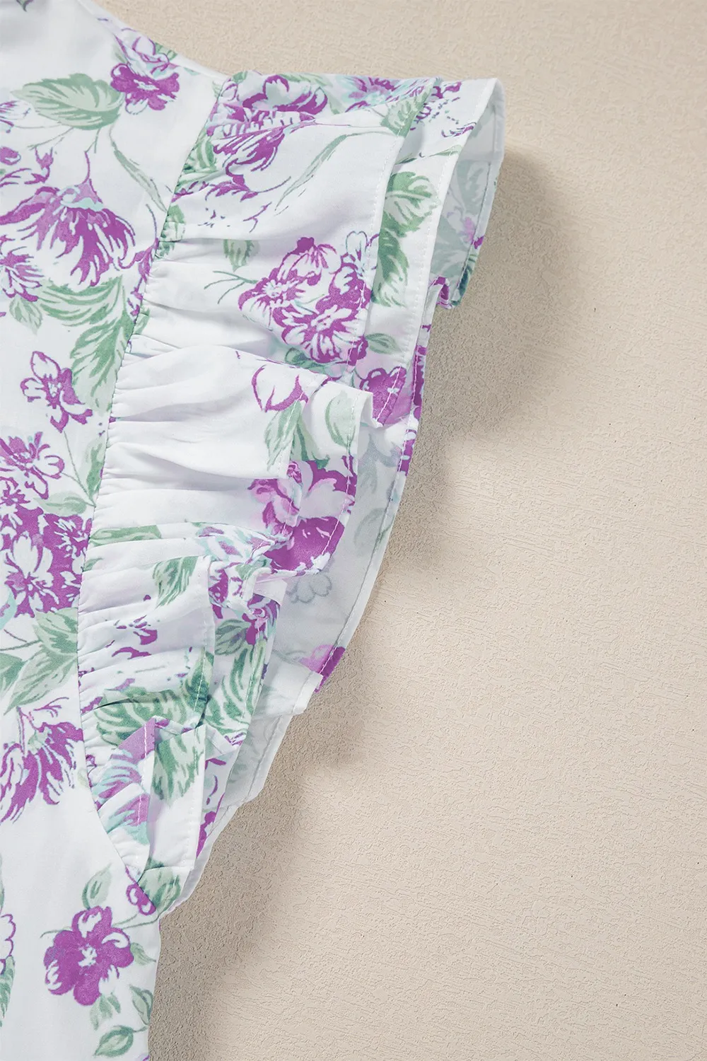 Printed Ruffled Sleeve Button-Up Blouse - Image 15