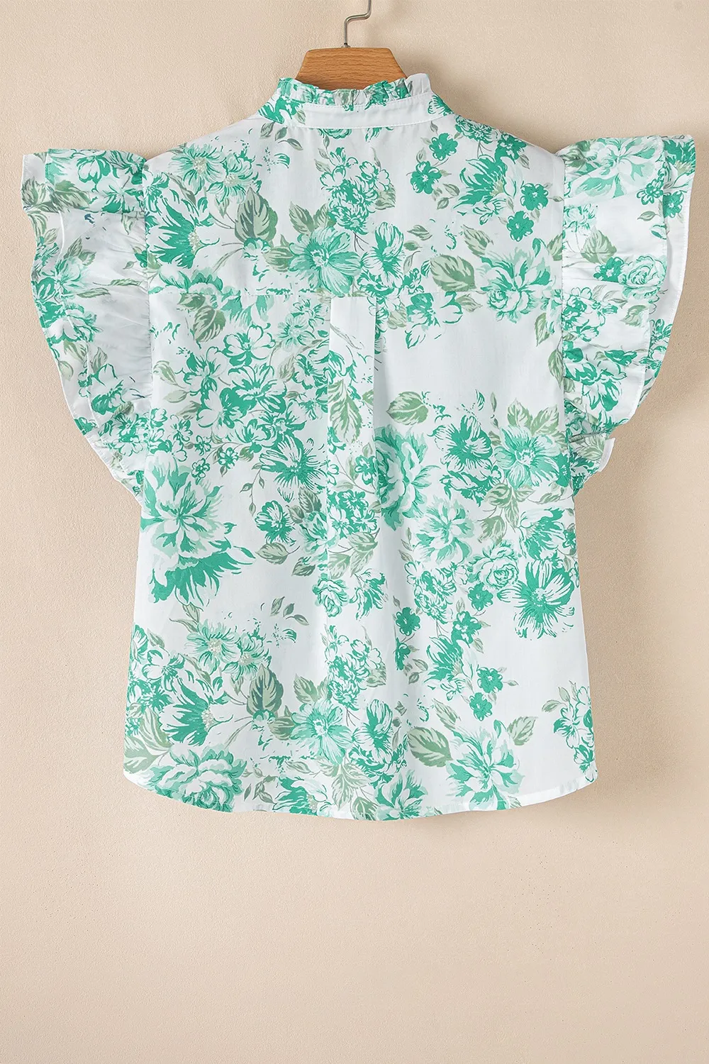 Printed Ruffled Sleeve Button-Up Blouse - Image 5