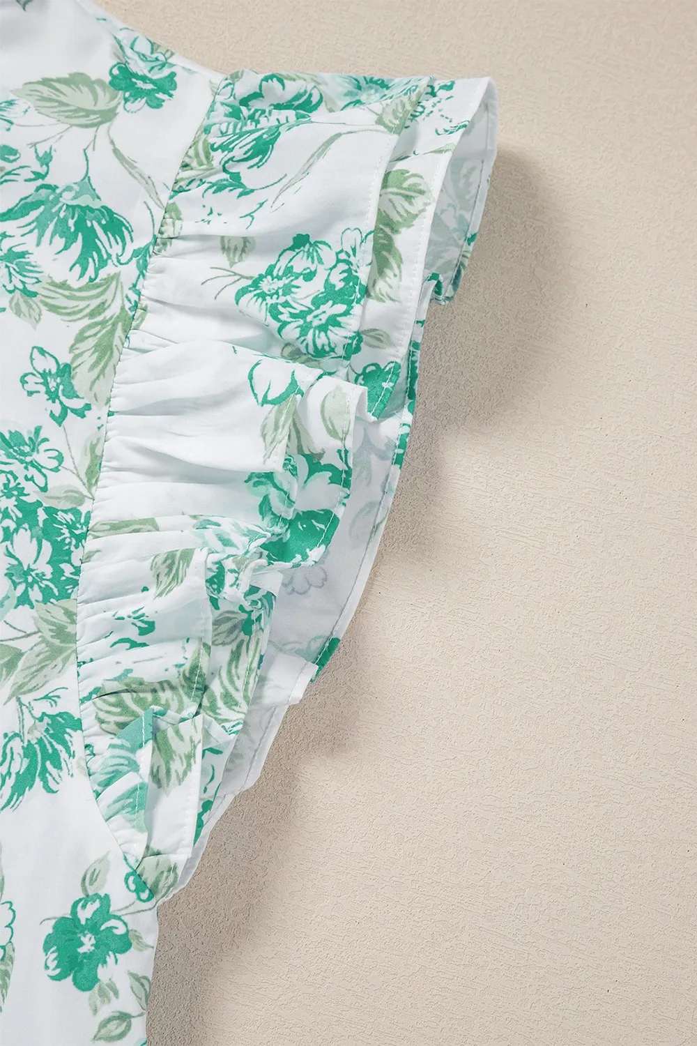 Printed Ruffled Sleeve Button-Up Blouse - Image 7