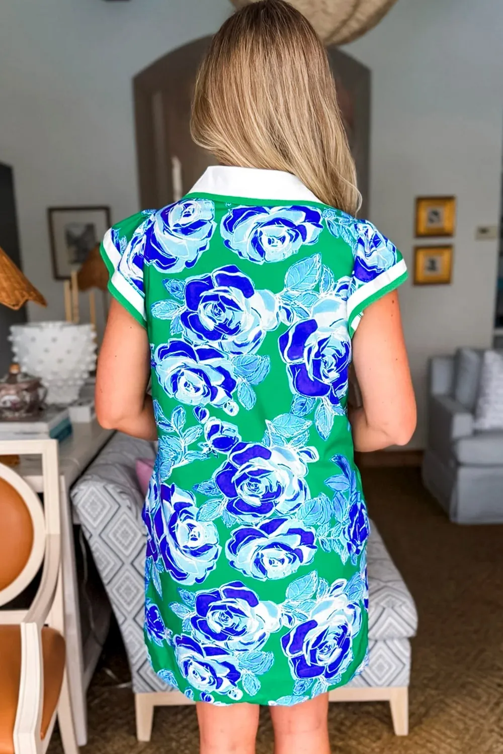 Printed Ruffled Sleeve Mini Dress - Image 2