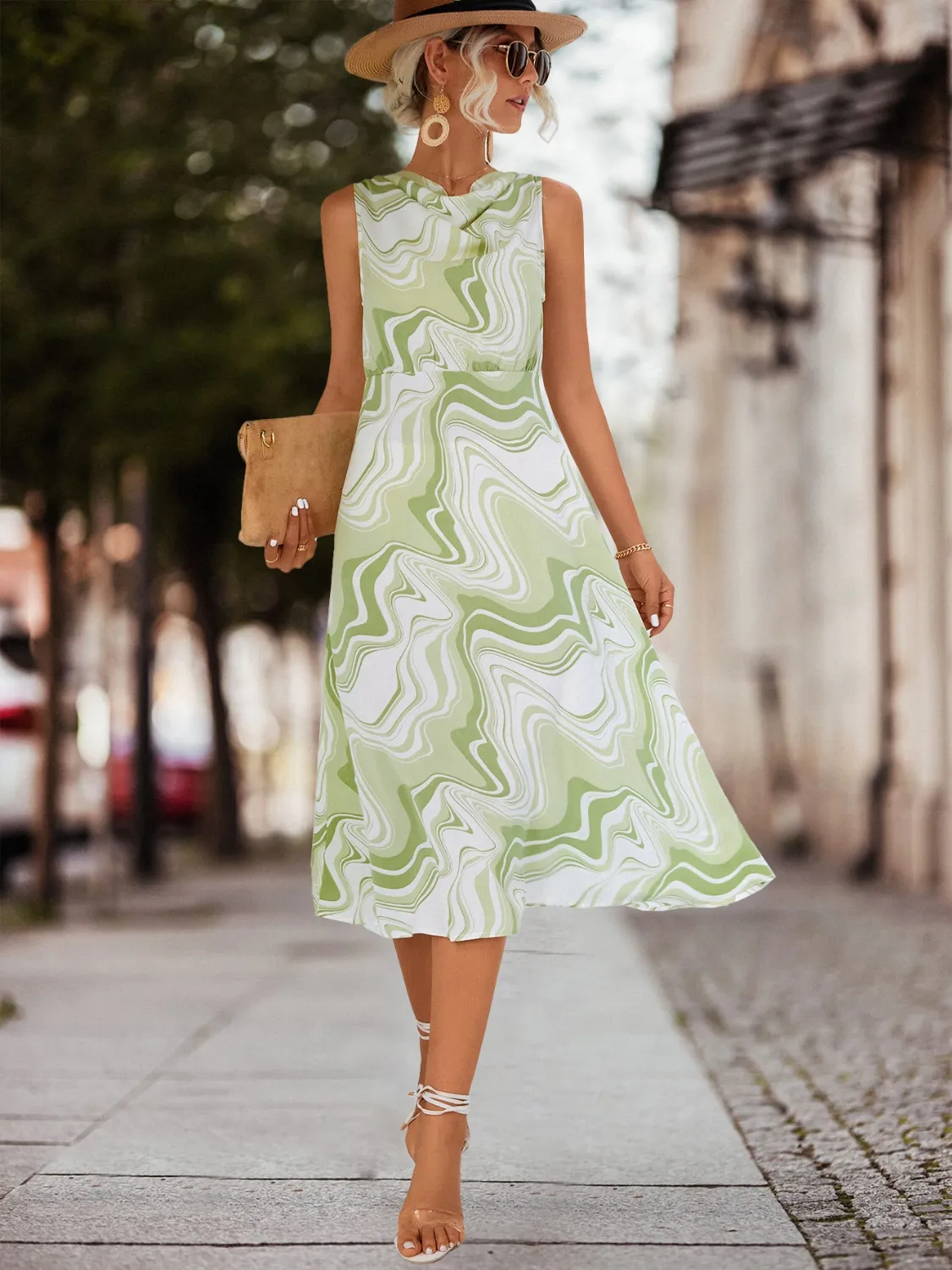 Printed Sleeveless Midi Dress - Image 4