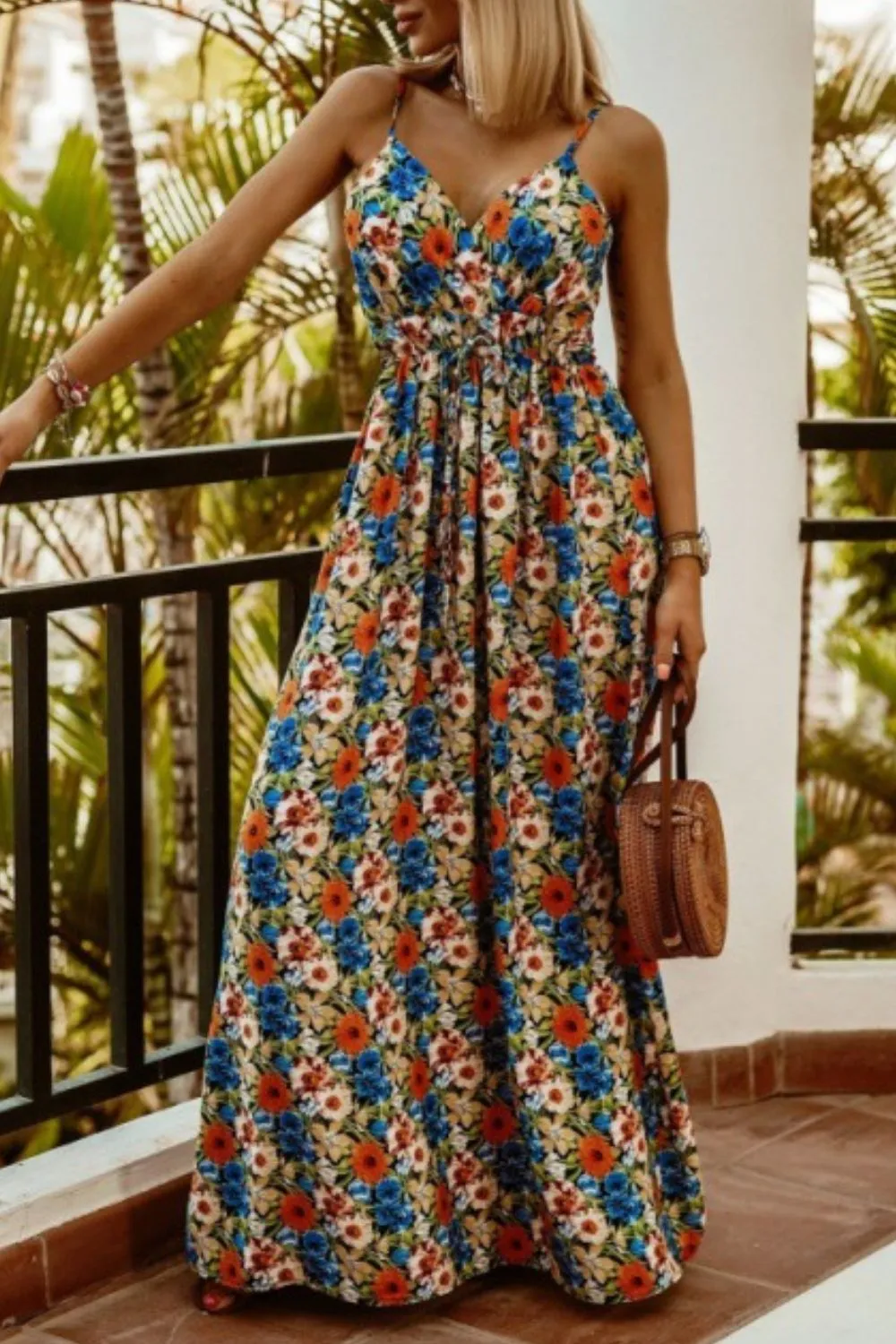 Printed Spaghetti Strap Maxi Dress - Image 15
