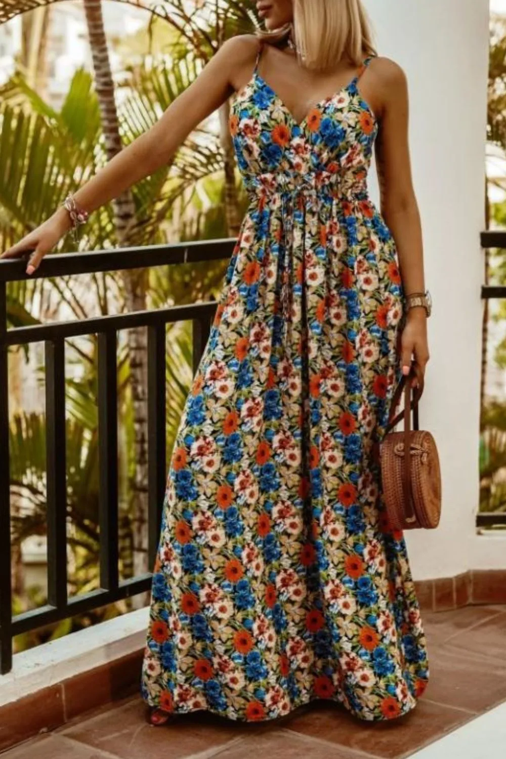 Printed Spaghetti Strap Maxi Dress - Image 17