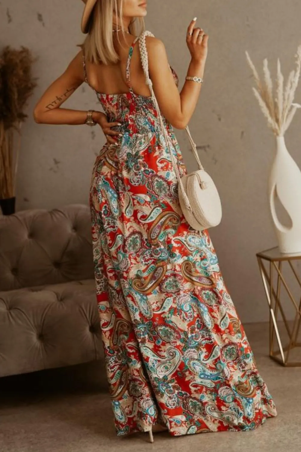 Printed Spaghetti Strap Maxi Dress - Image 23