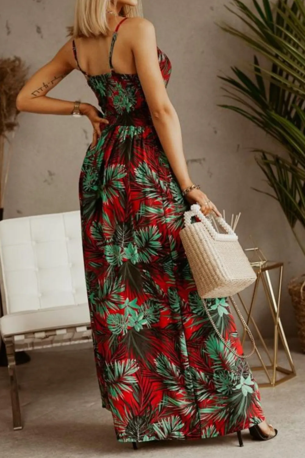 Printed Spaghetti Strap Maxi Dress - Image 26