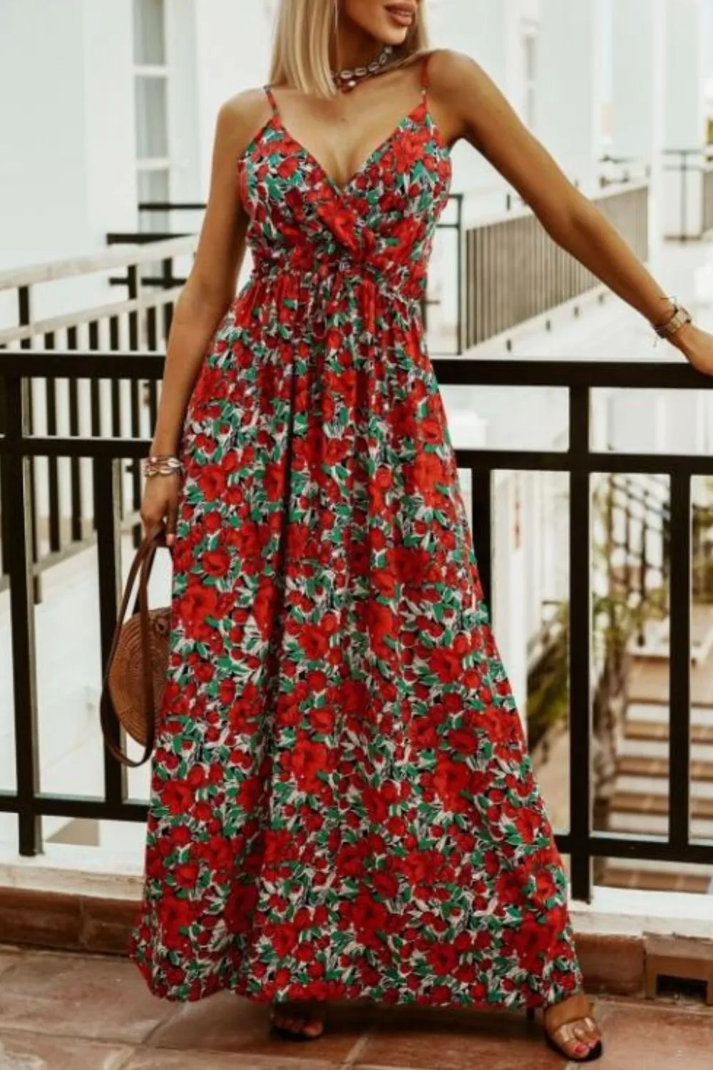 Printed Spaghetti Strap Maxi Dress - Image 29