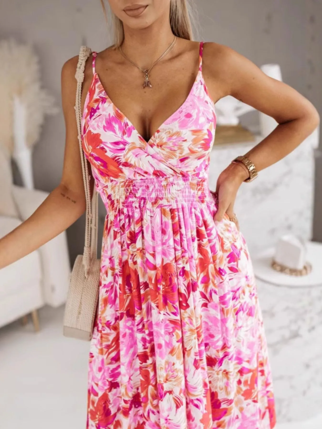 Printed Spaghetti Strap Maxi Dress - Image 4