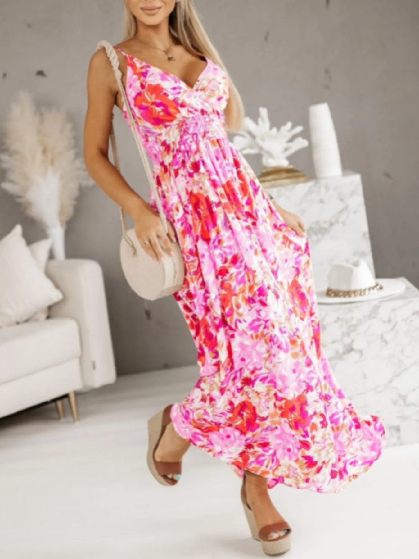 Printed Spaghetti Strap Maxi Dress - Image 6