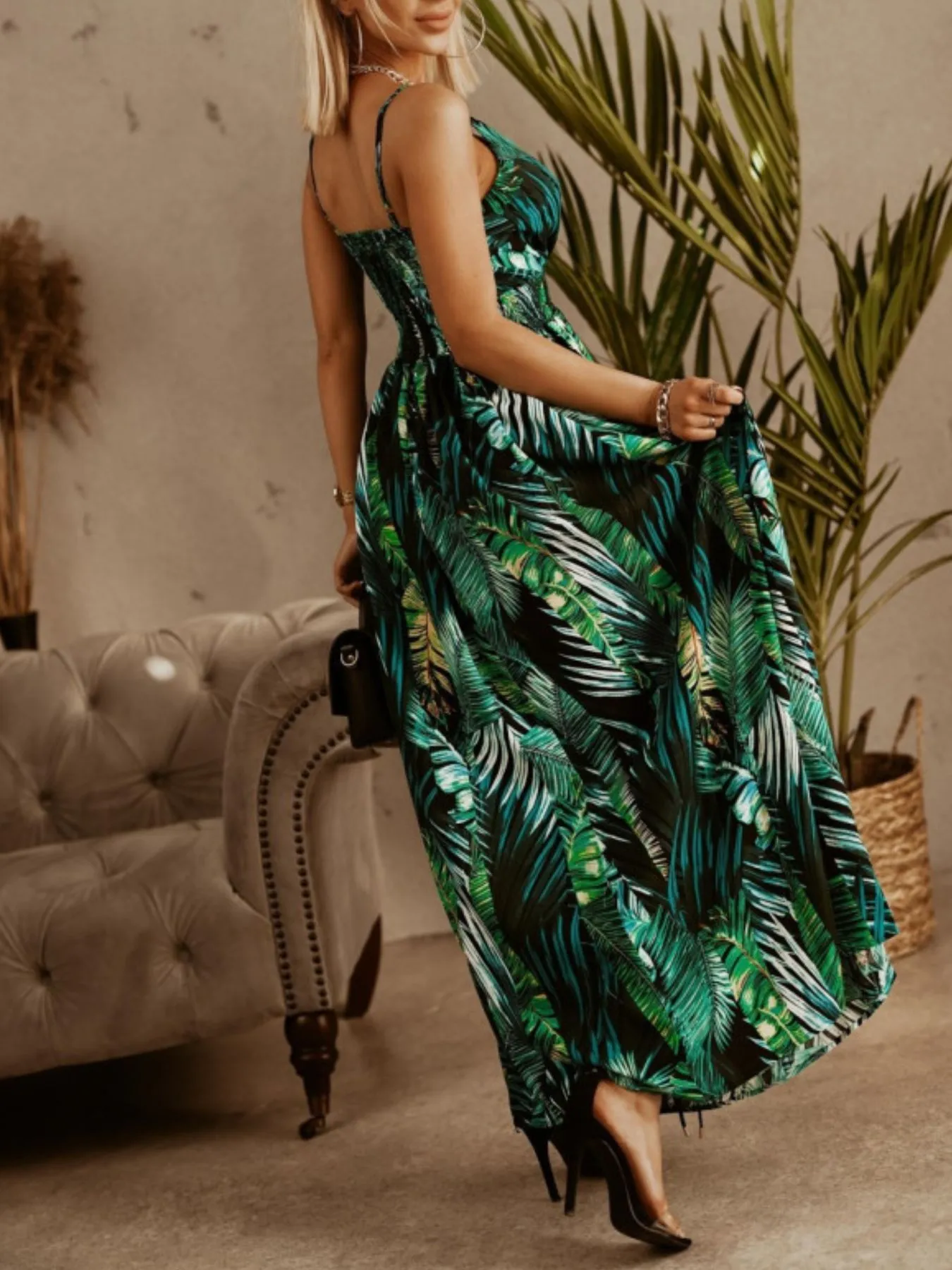 Printed Spaghetti Strap Maxi Dress - Image 8