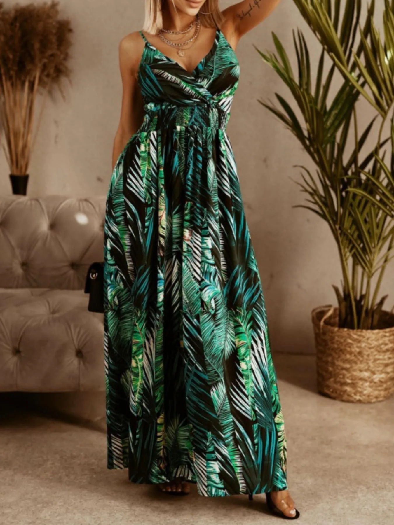Printed Spaghetti Strap Maxi Dress - Image 9