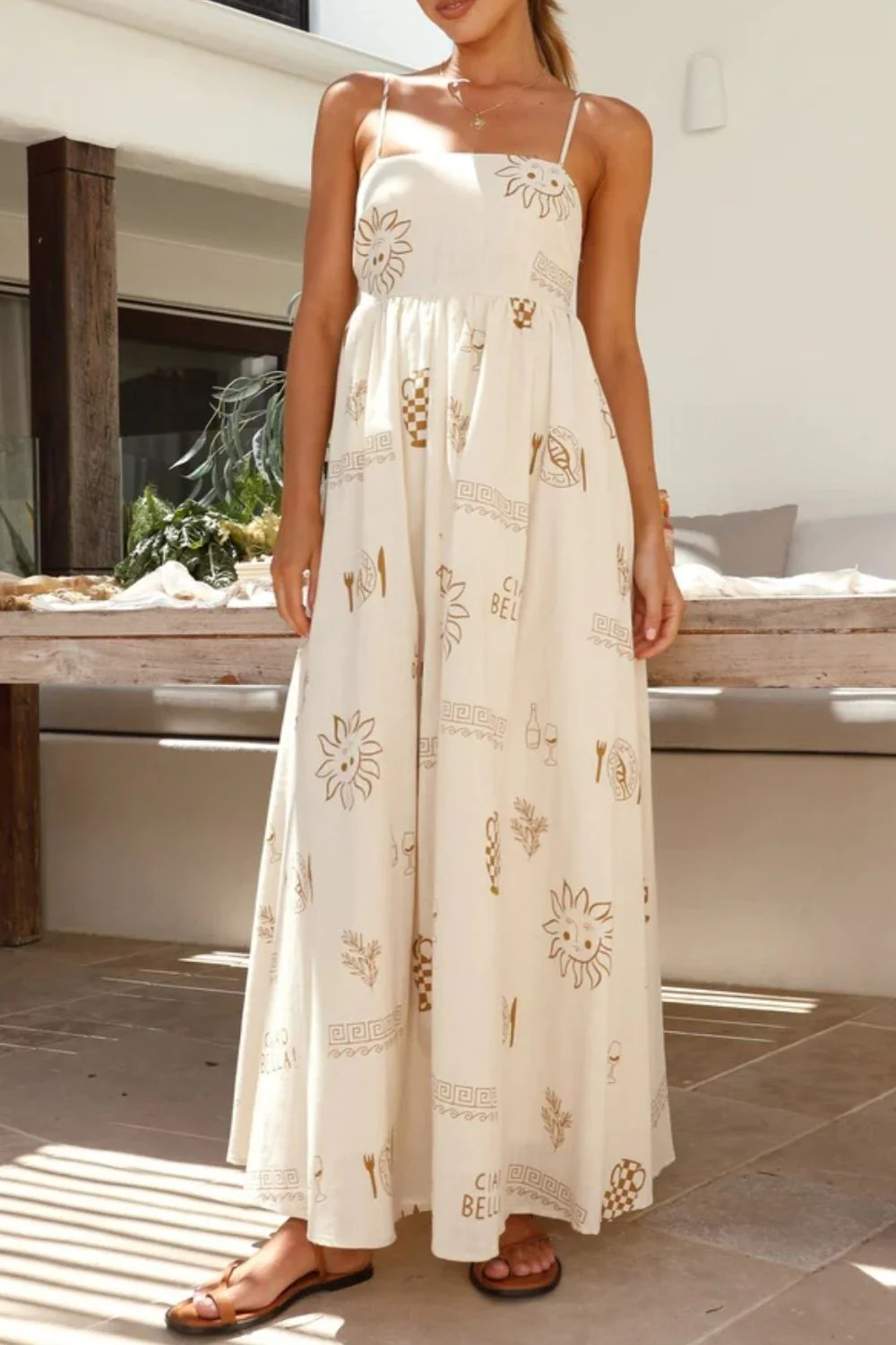 Printed Square Neck Maxi Cami Dress - Image 4