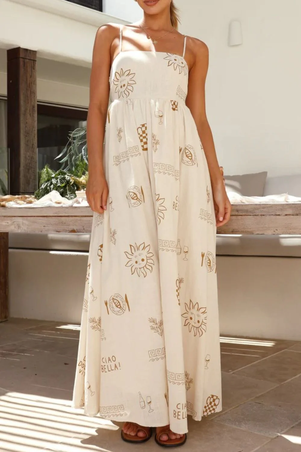 Printed Square Neck Maxi Cami Dress - Image 5