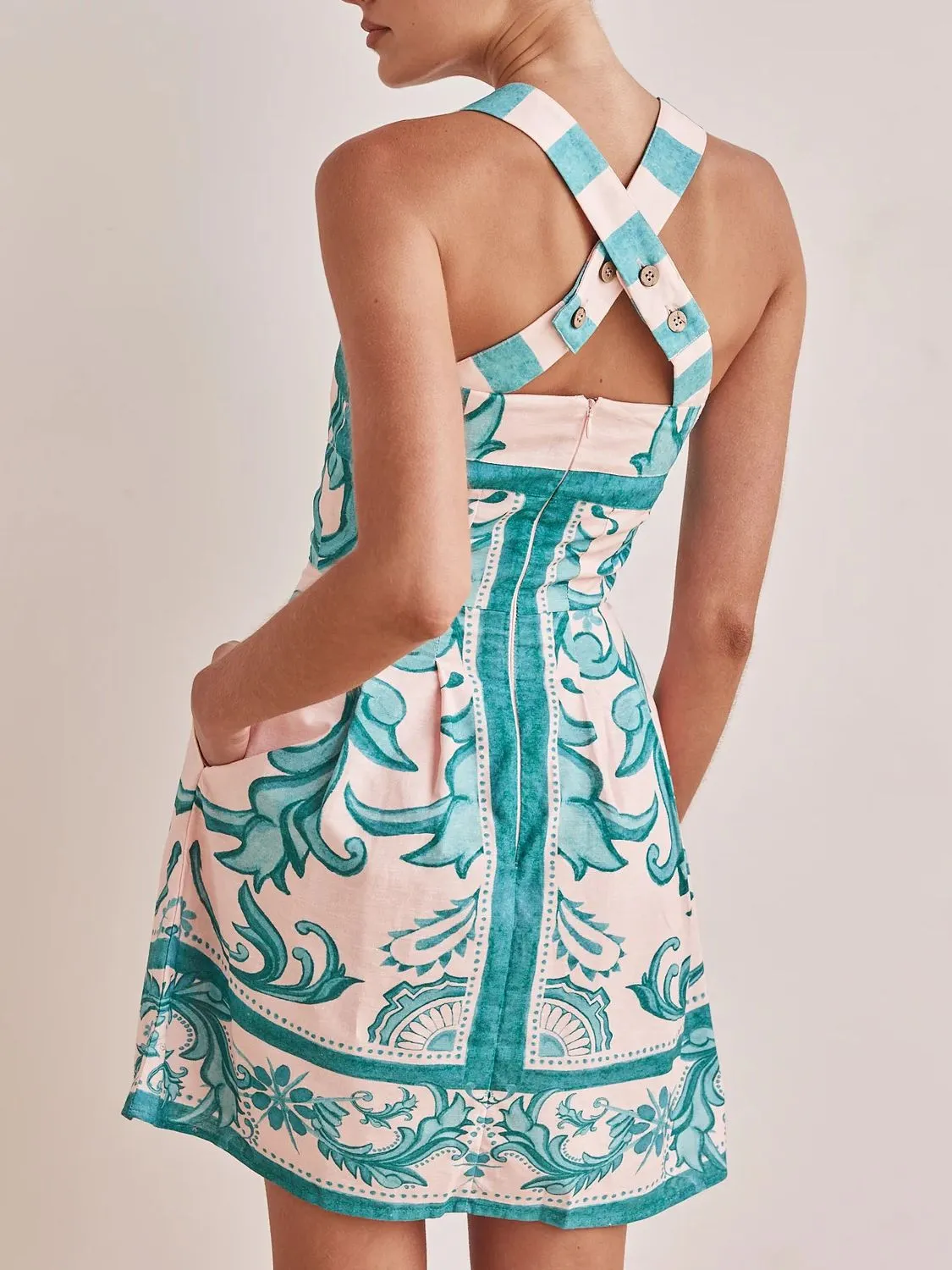 Printed Square Neck Midi Dress - Image 10