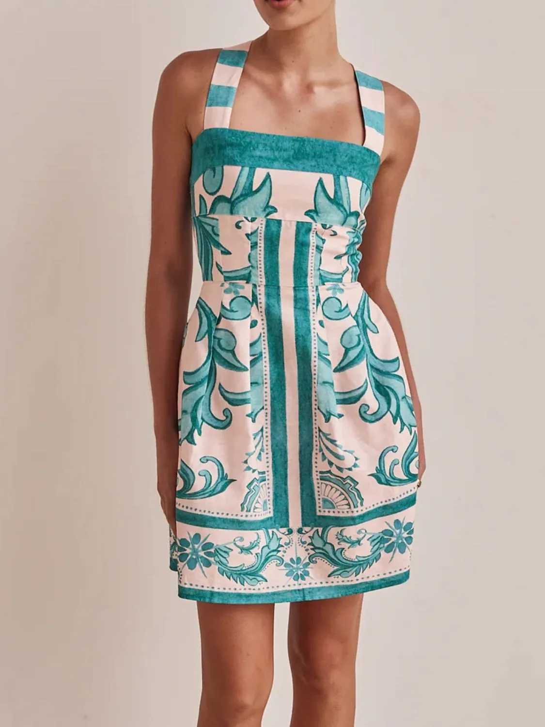 Printed Square Neck Midi Dress - Image 11