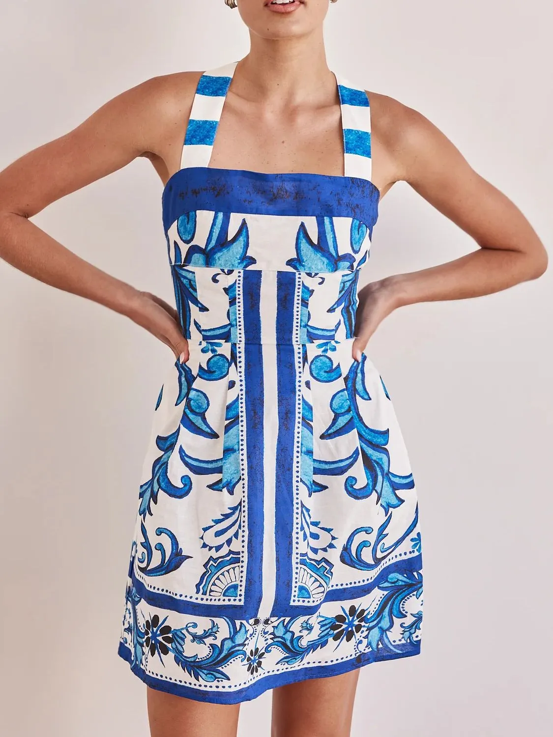 Printed Square Neck Midi Dress - Image 2