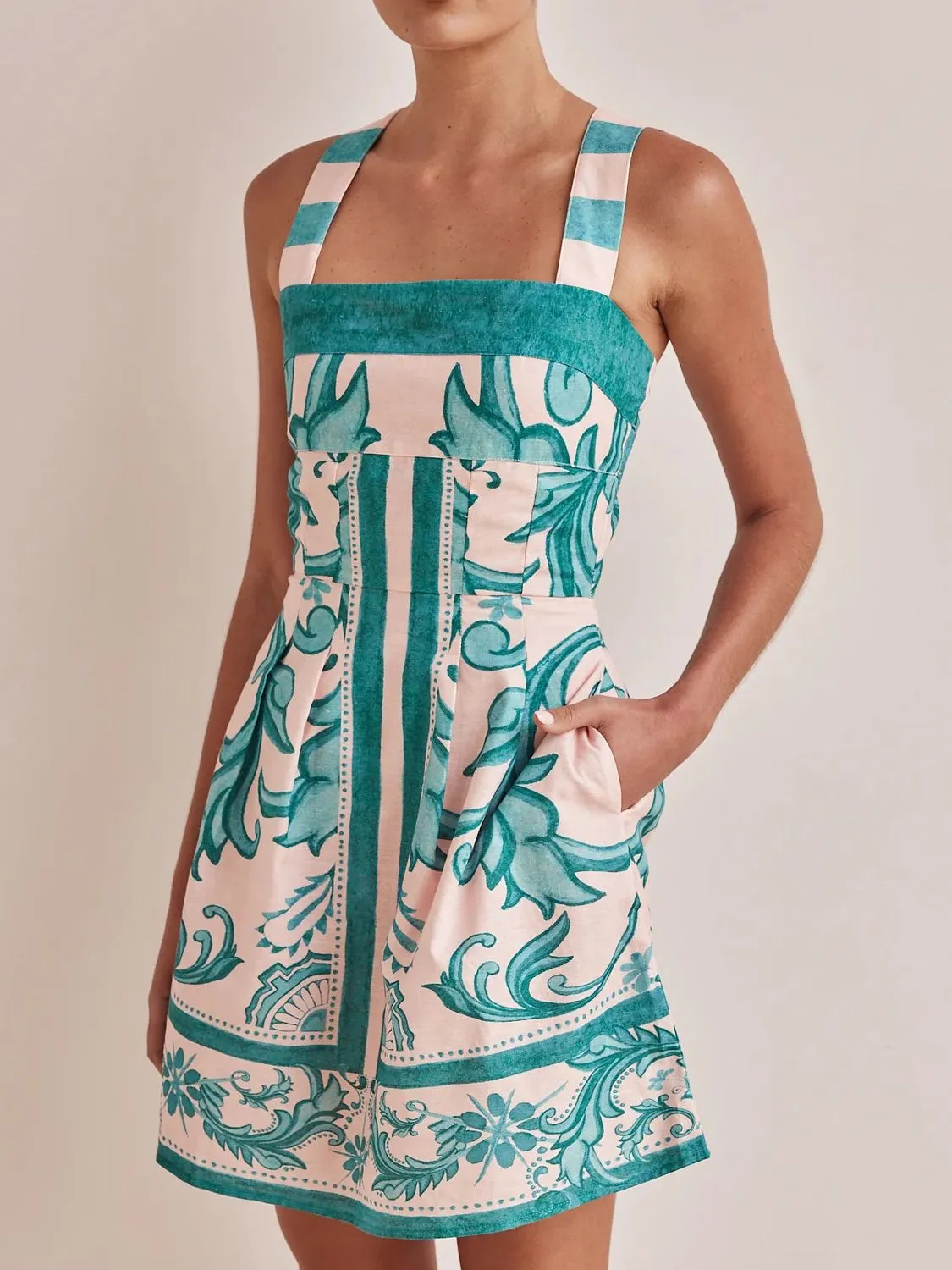 Printed Square Neck Midi Dress - Image 8