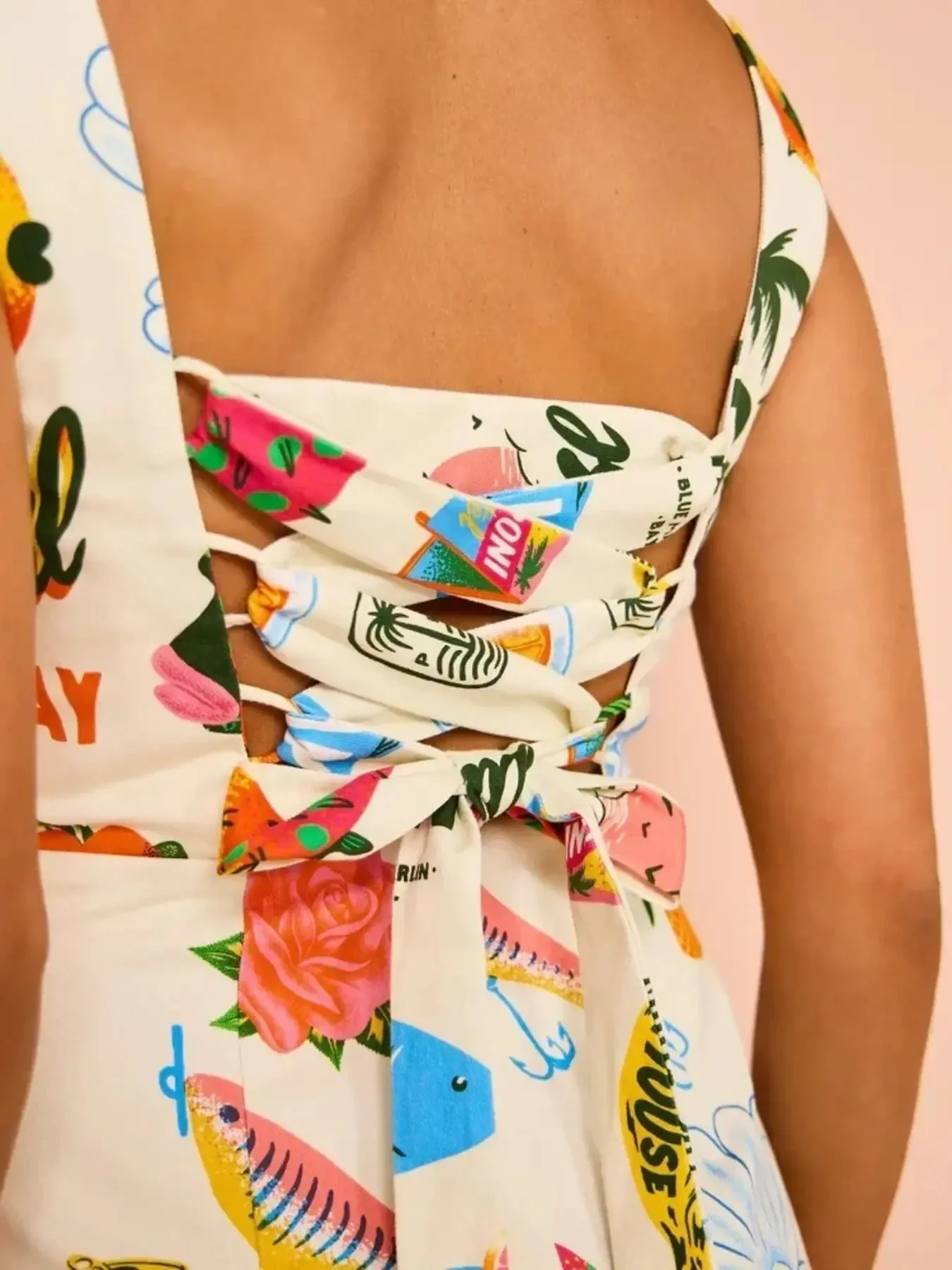 Printed Square Neck Summer Mini Dress - Image 4