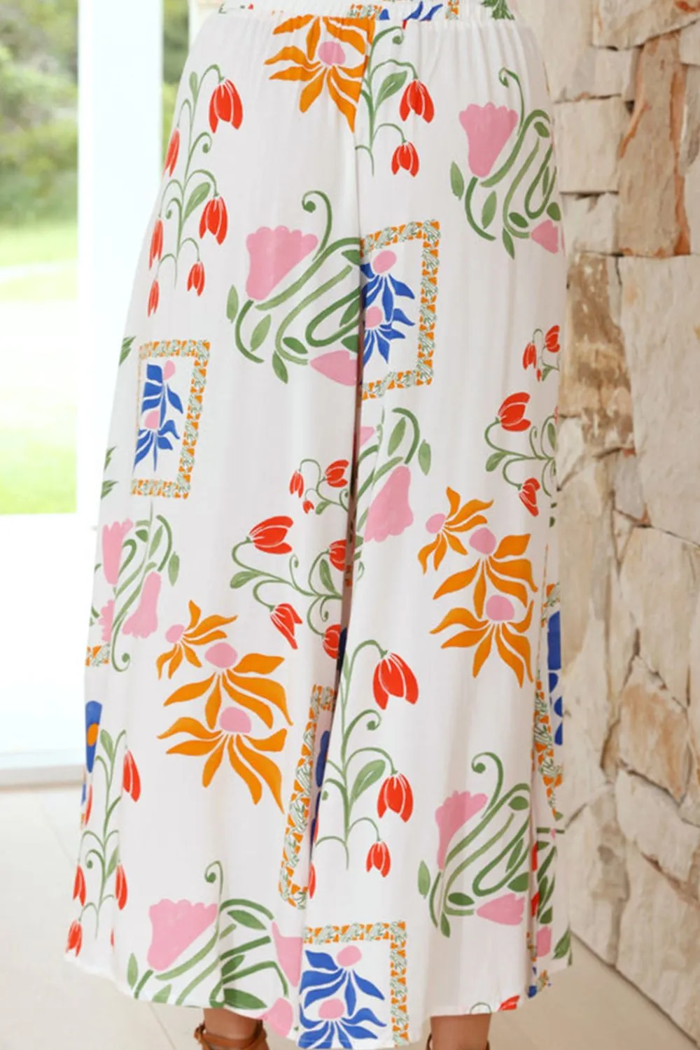 Printed Square Neck Top and Pants Set - Image 4