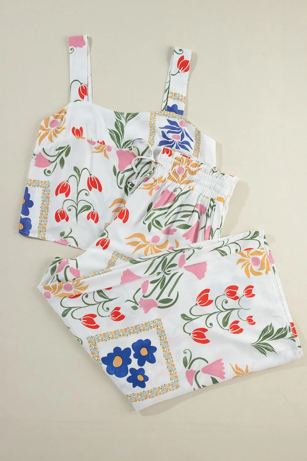 Printed Square Neck Top and Pants Set - Image 5