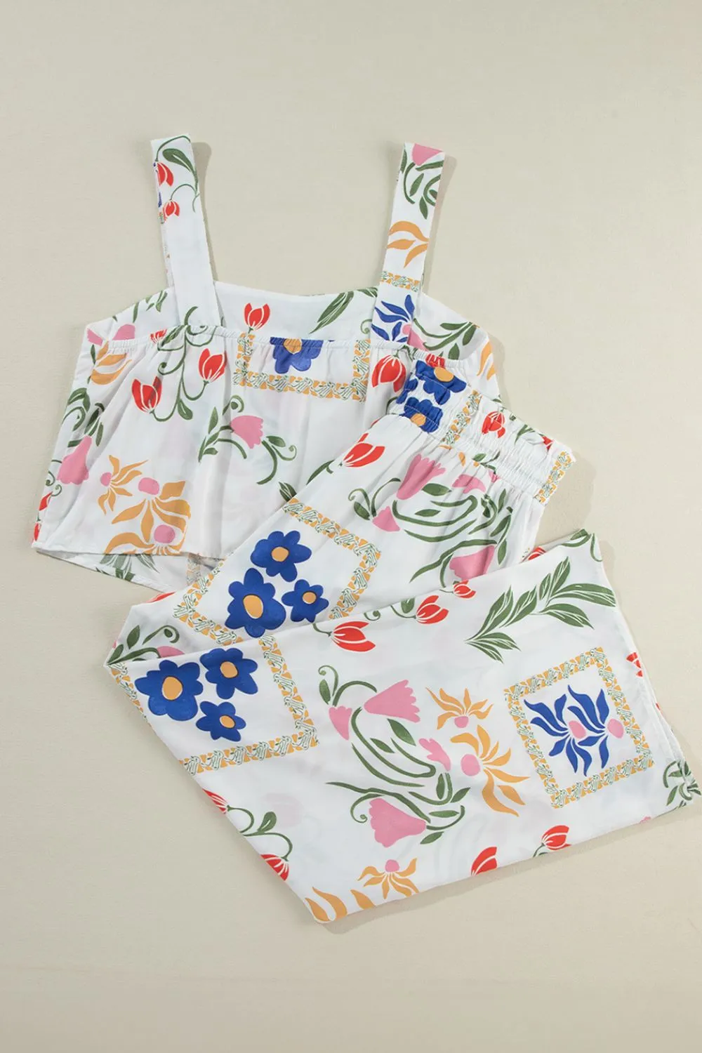 Printed Square Neck Top and Pants Set - Image 6