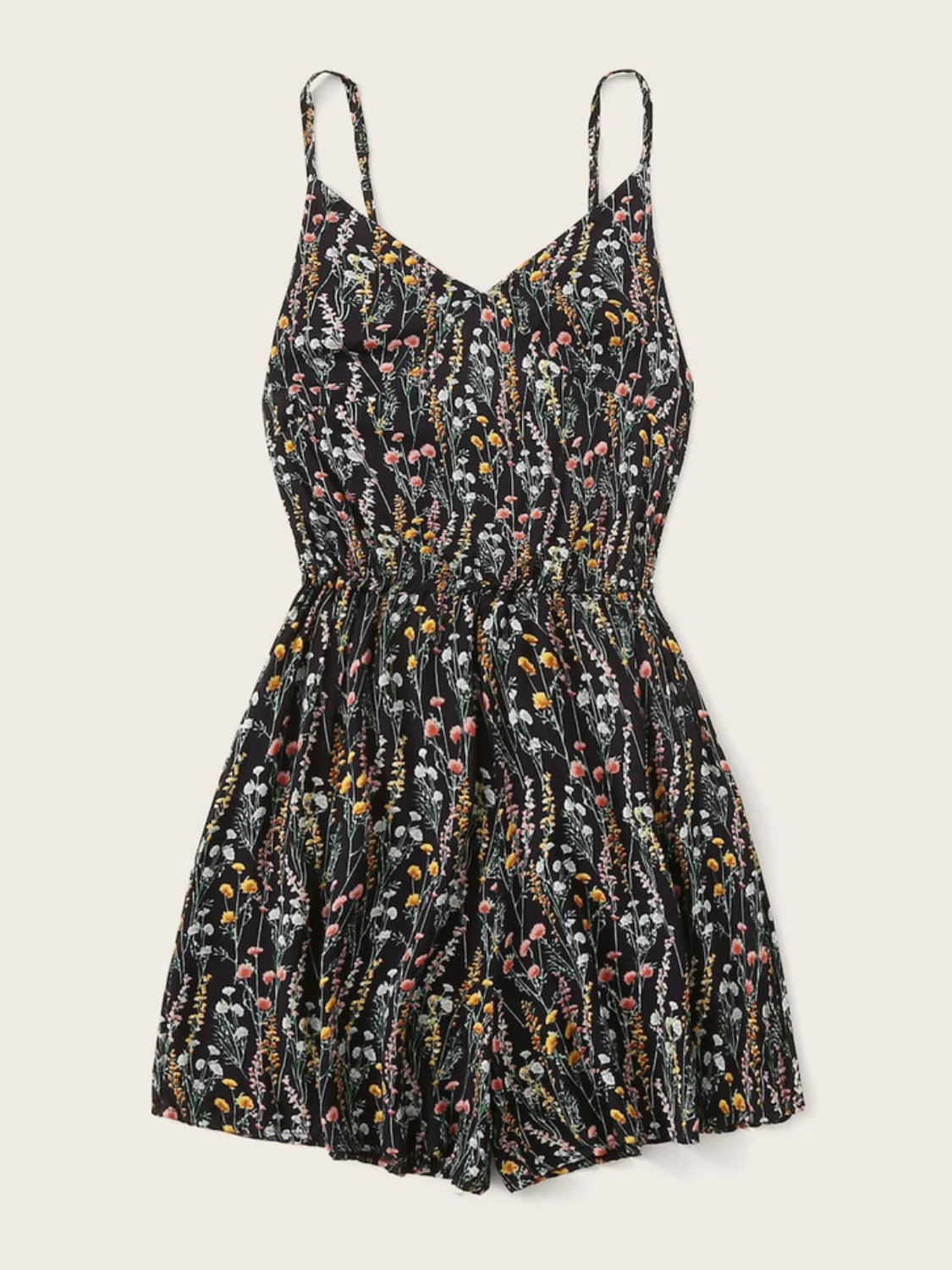 Printed V-Neck Spaghetti Strap Romper - Image 3