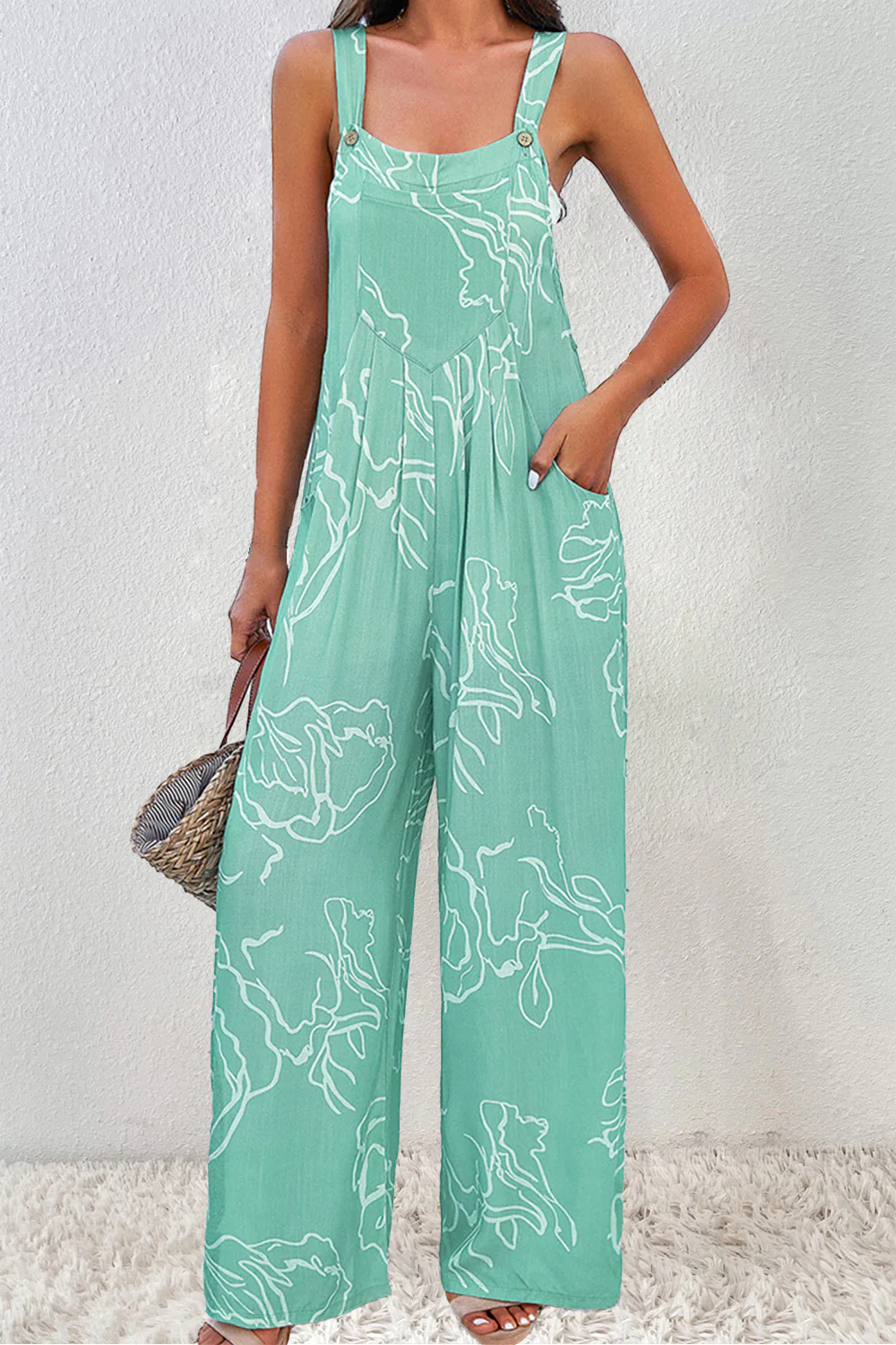 Printed Wide Strap Jumpsuit - Image 2