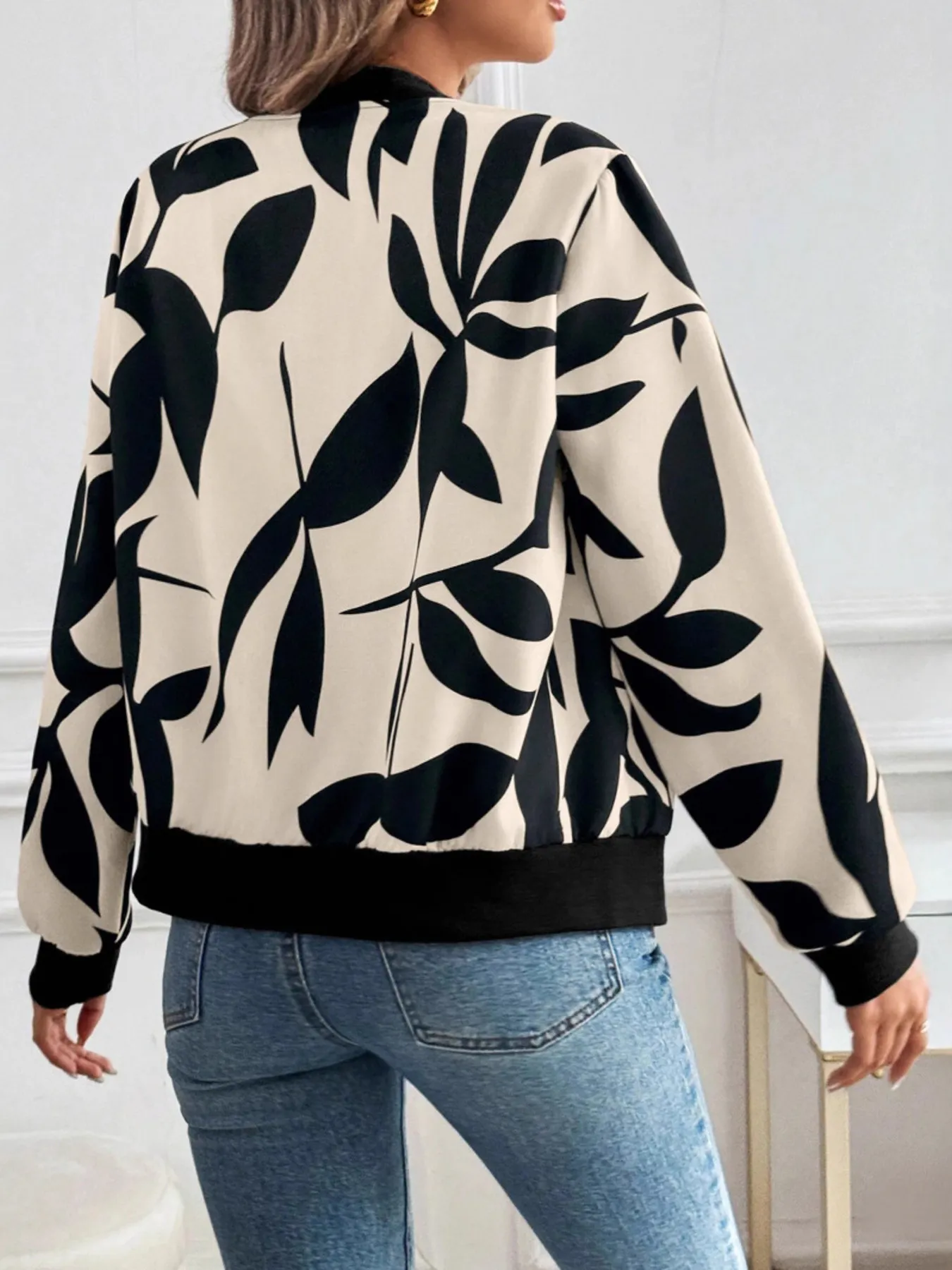 Printed Zip Up Long Sleeve Jacket - Image 2