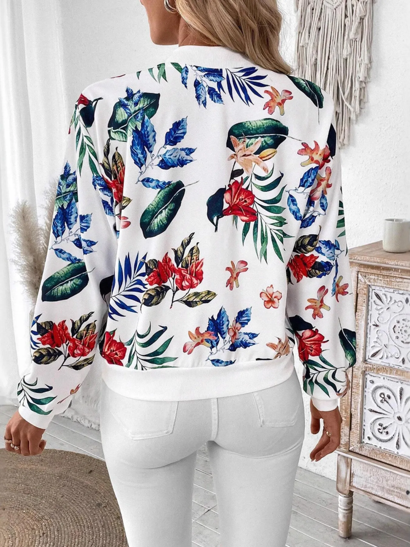 Printed Zip Up Long Sleeve Jacket - Image 2