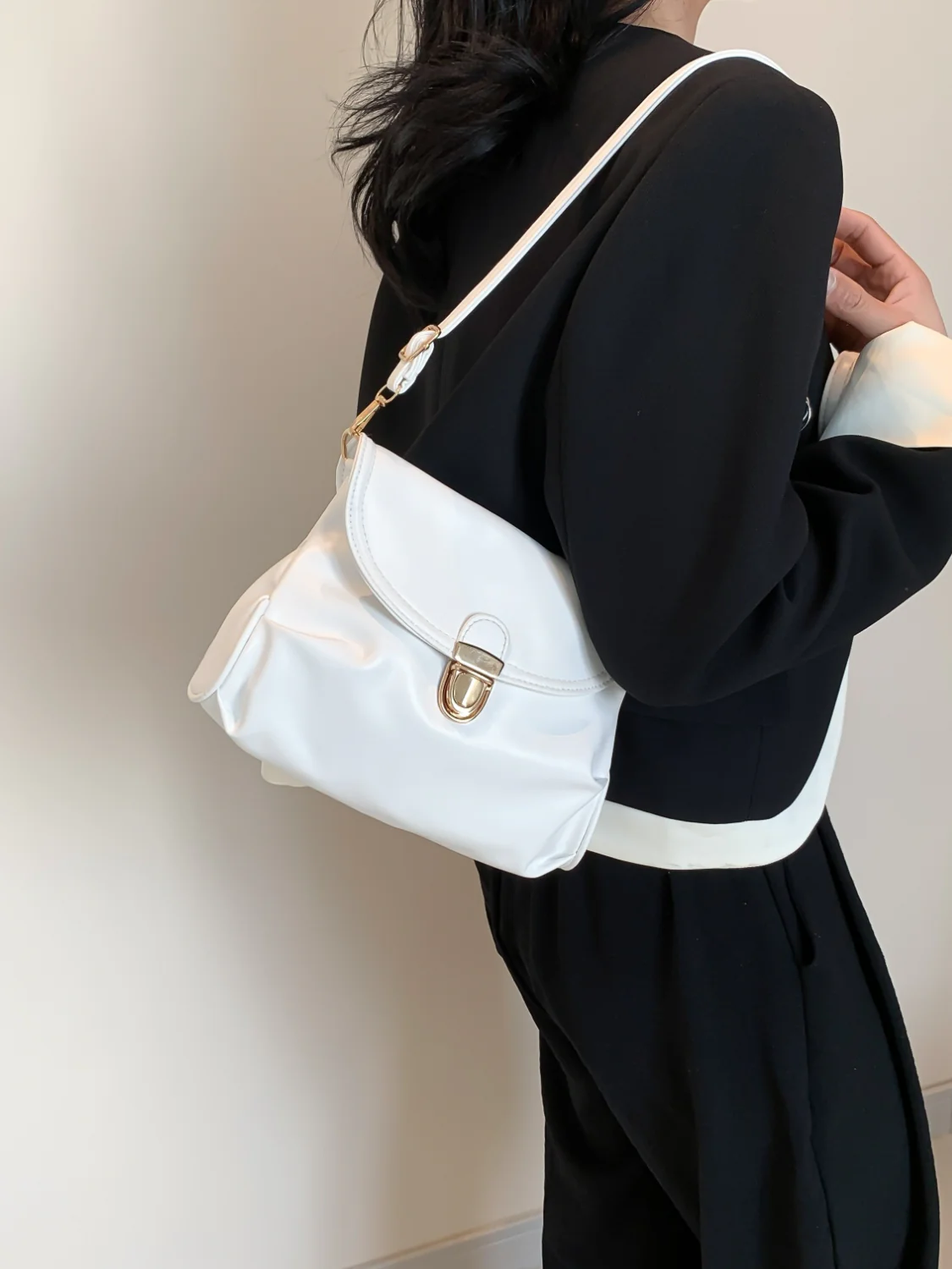 PU Leather Adjustable Strap Crossbody Bag - Image 15