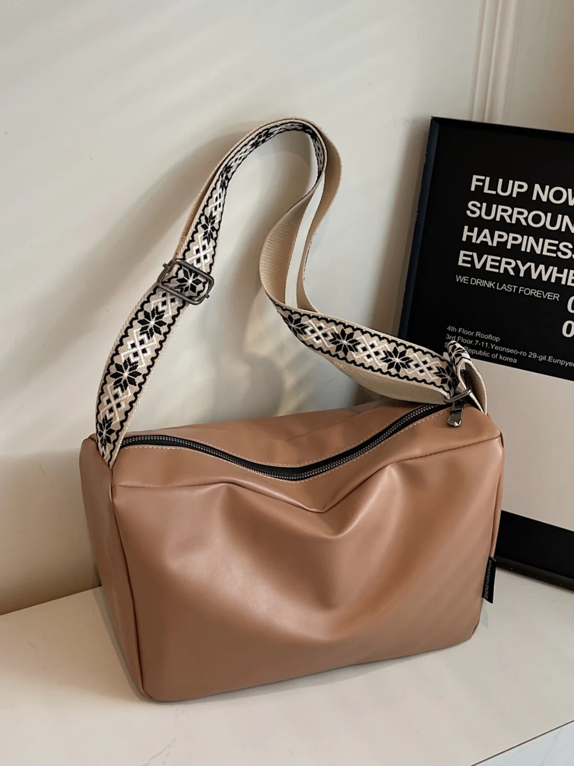 PU Leather Adjustable Strap Crossbody Bag - Image 11